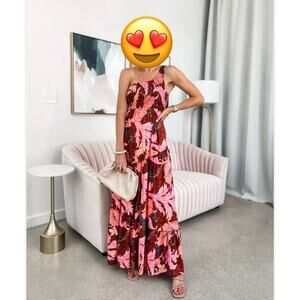 Soma Women's Wknd Floral Ruched + Pleated One Shoulder Maxi Dress Size XS